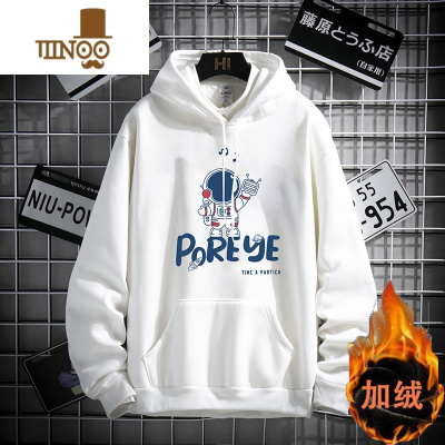 YANXU港风连帽卫衣男薄款潮牌印花百搭外套痞帅加绒加厚宽松帽衫