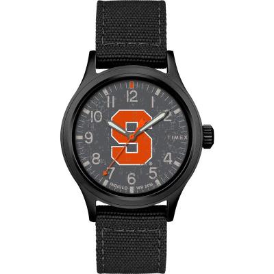 天美时(Timex)男士石英表40mm黑带灰盘轻便耐用防水表