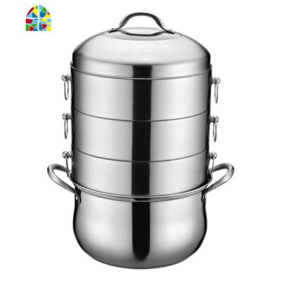 304不锈钢蒸锅三层加厚复底家用原味无孔不串味蒸米饭馒头锅 FENGHOU 30cm六层(一锅一盖五蒸格)