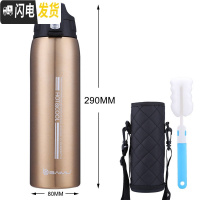 三维工匠户外保温杯大容量男士女车载旅行水壶便携运动水杯泡茶1000 金色1000+杯套+杯刷