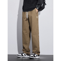 纯棉休闲裤男士秋冬新款高品质宽松水貂绒直筒男裤子