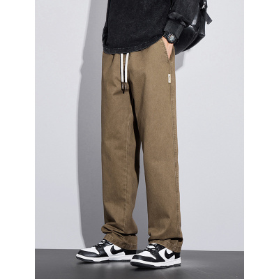 纯棉休闲裤男士秋冬新款高品质宽松水貂绒直筒男裤子