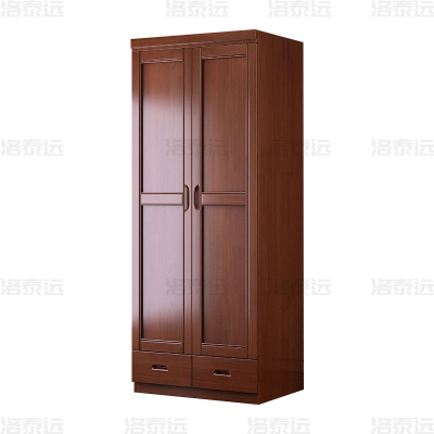 洛泰远 LTY4022712 中式实木衣柜对开二门衣柜卧室收纳大衣橱 胡桃色