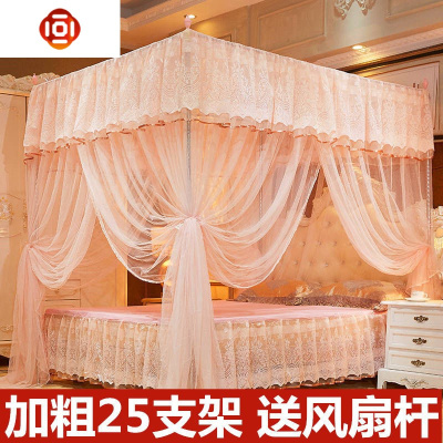 蚊帐家用三开加密落地宫廷蚊帐加粗支架1.5m1.8m2.0m床单双人1m三维工匠