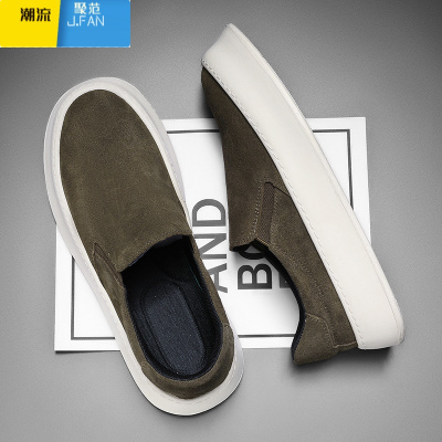 聚范帆布男鞋秋季透气2024年新款懒人一脚蹬运动休闲豆豆板鞋厚底布鞋