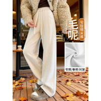 加绒毛呢香蕉裤女秋冬季新款窄版直筒羊毛裤宽松小个子阔腿裤