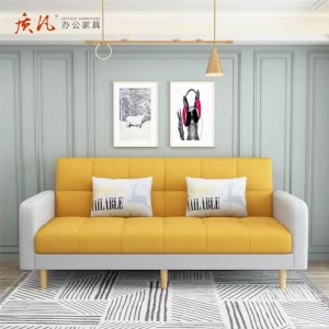 质凡布艺沙发可折叠沙发床两用科技布沙发 黄色米色棉麻拼色 长2.0Mx宽0.95M含扶手不带抱枕