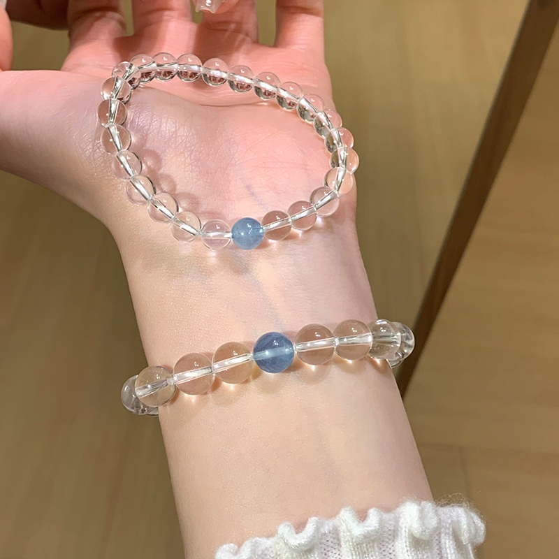 赵露思同款天然白水晶海蓝宝手串手链高颜值学生党显白ins风