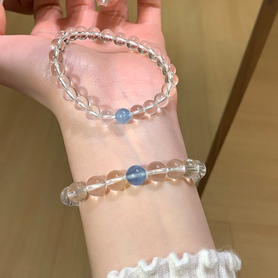 赵露思同款天然白水晶海蓝宝手串手链高颜值学生党显白ins风送女朋友老婆情人节七夕生日礼物