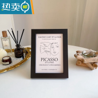 敬平ins风简约艺术画相框7寸桌面摆件卧室装饰画家居背景装饰品可挂墙 黑色相框+p1 7寸