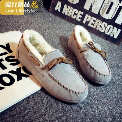 2019秋冬季新款百搭韩版加绒毛毛豆豆女鞋二棉鞋外穿保暖冬鞋冬天知义(ZHIYI)女士低帮鞋休闲鞋