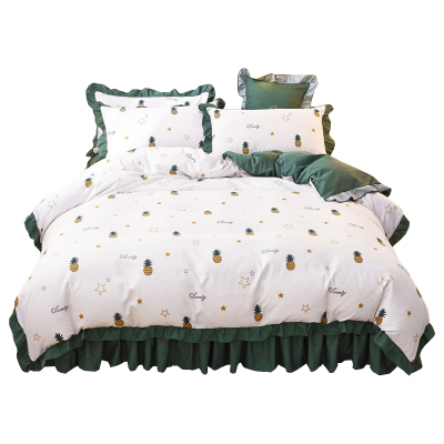 美帮汇床单四件套北欧 少女带花边被套床裙款韩式仙女被套磨毛床罩式