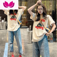 七斓美式短袖t恤女夏季正肩宽松胖mm甜辣设计感小众上衣