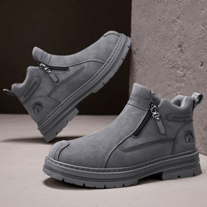 秋冬加绒高帮马丁靴时尚新款休闲厚底增高英伦风潮鞋百搭男靴