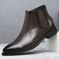 男鞋秋冬新款男士切尔西靴大码英伦皮鞋擦色复古套脚皮靴