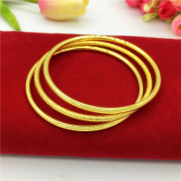 镀金手镯女 不掉色假黄金首饰礼物防水 实心光面磨砂越南沙金手镯送女朋友老婆情人节七夕生日礼物