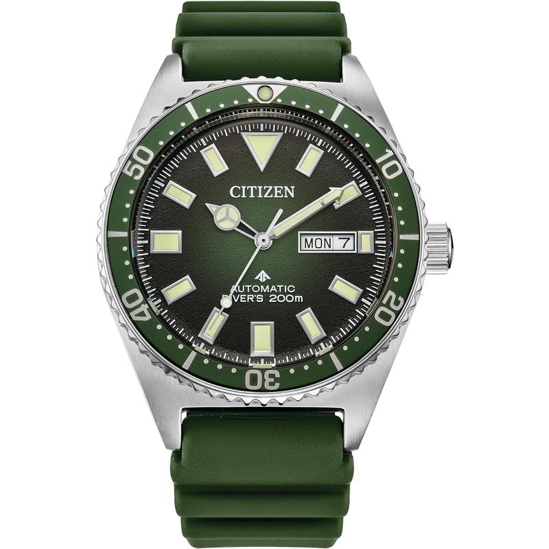 Citizen男表 Promaster Dive系列时尚百搭个性指针日星双历绿盘防水腕表
