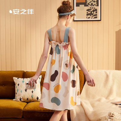 SUNTEK睡衣女夏棉吊带睡裙甜美可爱性感休闲可外穿背心裙家居服