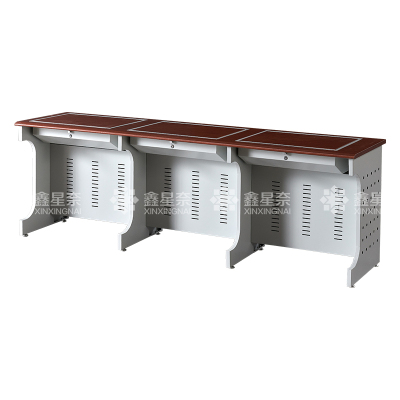 鑫星奈XXN4012415 隐藏式翻转电脑桌培训桌教室机房多媒体学习桌办公桌B款三人位