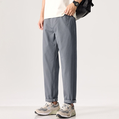 2026品质纯棉休闲裤宽松年轻直筒休闲裤纯棉男士薄款春夏黑色中灰