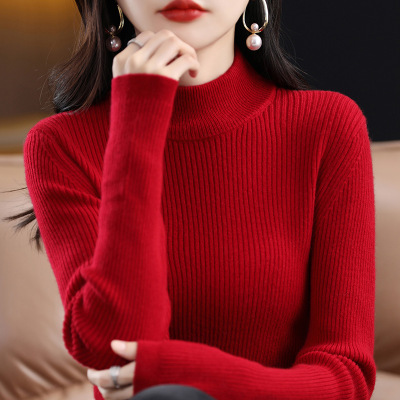新款半高领长袖针织打底衫女套头毛衣短款修身内搭保暖百搭毛衫_1