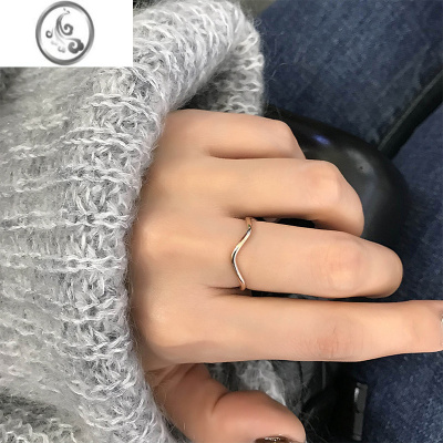 JiMi大码戒指女胖MM欧美简约几何波浪粗手胖人小众设计食指指环尾戒潮