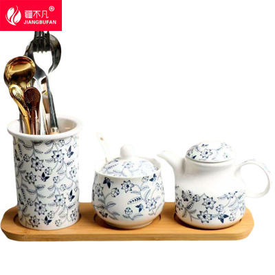 疆不凡陶瓷调料罐组合9.5*38cm套