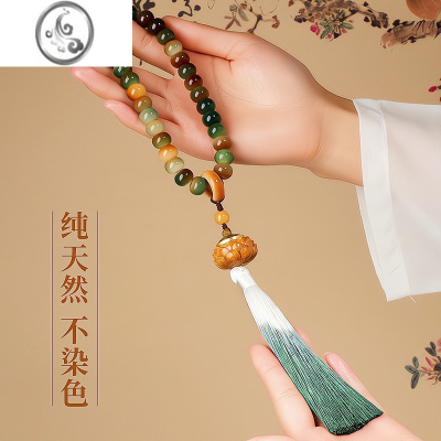 JiMi民族风菩提根手串敦煌问天炭烧苹果珠手持精工女菩提文玩佛珠手链