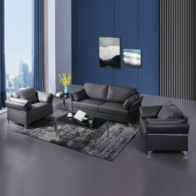 域赢现代简约沙发休闲办公沙发会客沙发商务接待沙发组合3+1+1+茶几)
