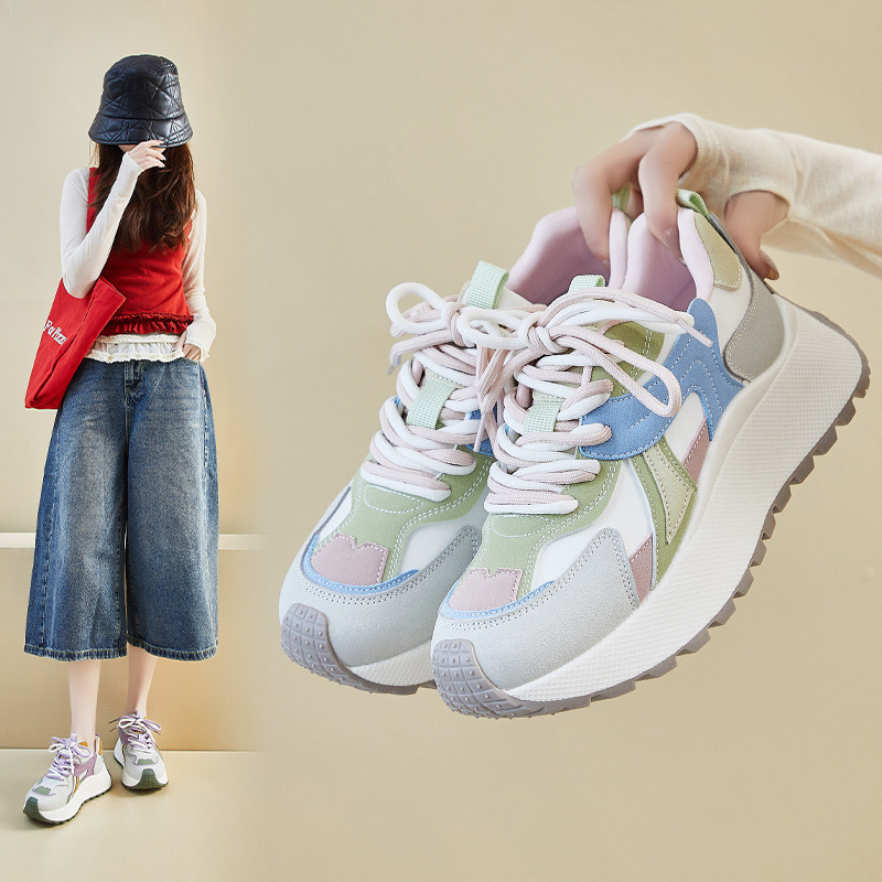 ins潮韩版新款老爹鞋女2025春季跑步休闲鞋厚底增高