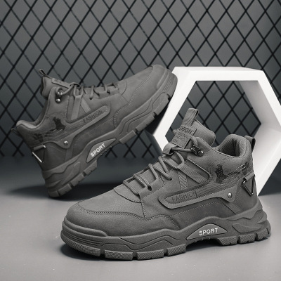 男士秋冬新款工装靴复古时尚透气户外登山运动工装厚底鞋潮男鞋