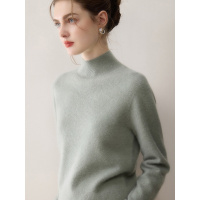 一线成型半高领100山羊绒衫女纯色百搭毛衣保暖针织内搭打底衫