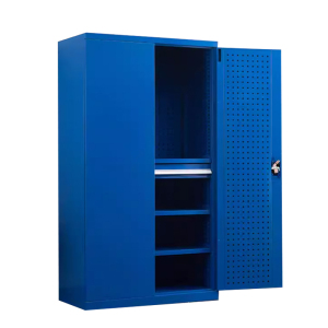 东升顺重型工具柜加厚物件工具储物柜工厂铁皮柜汽修厂零件收纳柜蓝色四层一抽带挂板