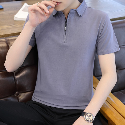 厂家直销-男士2021夏季短袖运动T恤休闲POLO衫翻领体恤大码纯色上衣迈诗蒙