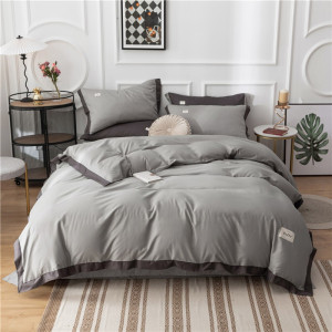 悠梦嘉居简爱纯色四件套YJ-1010 北欧简约风纯色拼角大气200*230 四季通用