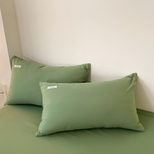 a类纯棉枕套纯色全棉枕头套一对48*74cm长方形水洗棉枕芯套