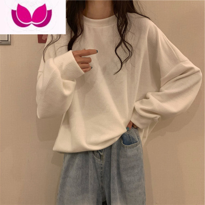 七斓宽松t恤女2022新款韩版显瘦别致长袖上衣慵懒风打底衫早内搭