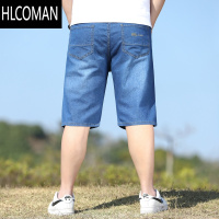 HLCOMAN夏季薄款牛仔短裤男宽松阔腿七分裤弹力高腰深裆中年7分中裤马裤