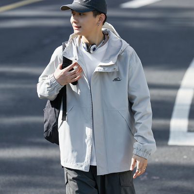 [3件8.5折152.9元,叠加优惠券]唐狮春季新款外套男工装户外宽松风衣外套夹克冲锋少年上衣男