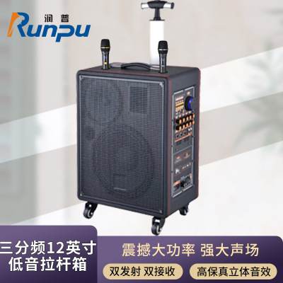 润普Runpu会议音频扩声 三分频12英寸低音卡拉OK户外演出活动野外作训带话筒拉杆音箱RP-S-LGR450W