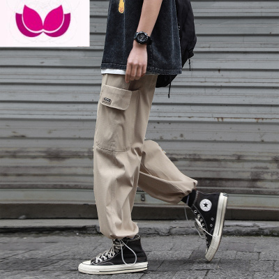 七斓日系cityboy卡其色工装裤男款休闲百搭束脚裤子高街vibe潮牌