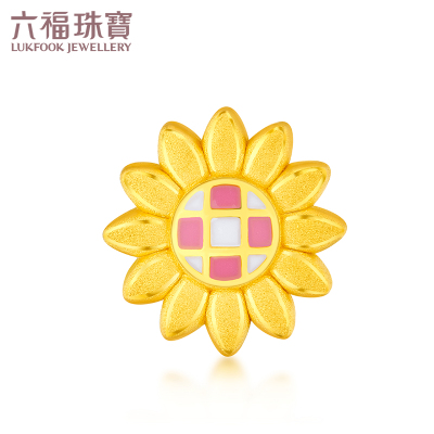 六福珠宝珐琅工艺向日葵黄金手链串珠手饰送礼定价L37A1TBP0022金重：1.32克