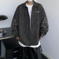 美式痞帅潮牌夹克男春秋季新款复古百搭翻领机车夹克男士外套上衣