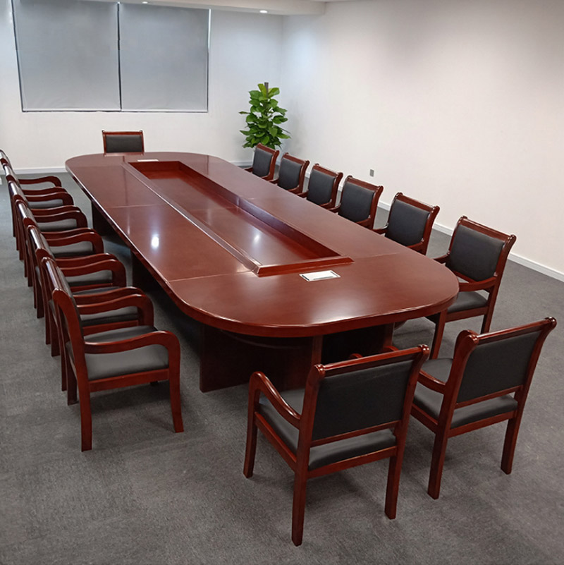 质凡办公家具椭圆形会议桌办公培训洽谈桌会客接待条形桌油漆贴实木皮会议室桌