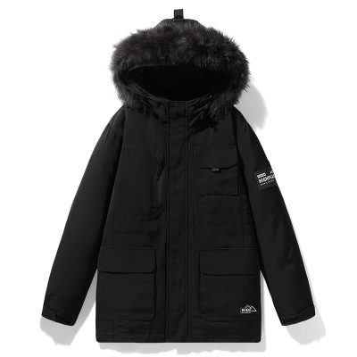 冬季羽绒服男士90绒户外工装山系多口袋大毛领连帽羽绒冲锋衣外套