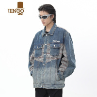 YANXU美式高街解构拼接感牛仔外套男2023新款潮牌复古情侣休闲夹克