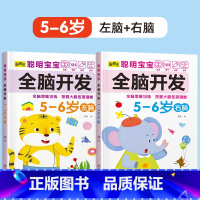 2册[5-6岁]左+右脑开发 [正版]儿童左右脑开发训练全脑益智逻辑思维书连线迷宫数学游戏书2-3-4-5-6岁儿童专注