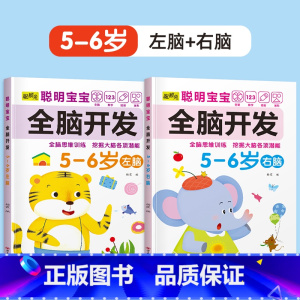 2册[5-6岁]左+右脑开发 [正版]儿童左右脑开发训练全脑益智逻辑思维书连线迷宫数学游戏书2-3-4-5-6岁儿童专注