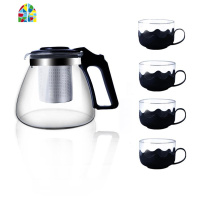 玻璃泡茶壶套装 家用茶具套装 茶杯冷水壶玻璃功夫茶具 茶叶过滤 FENGHOU 2000毫升泡茶壶+4只泡茶杯