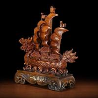 家柏饰(CORATED)一帆风顺船摆件帆船工艺品办公室桌装饰品公司前台收银台商务礼品